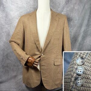 Paul Stuart Blazer Mens 42R Sport Coat Windowpane Houndstooth Wool Half Lined